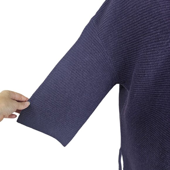 Halogen Purple Cashmere Wool Cowl Neck Sweater M Lagenlook 3/4 Sleeve Relaxed - Picture 6 of 9